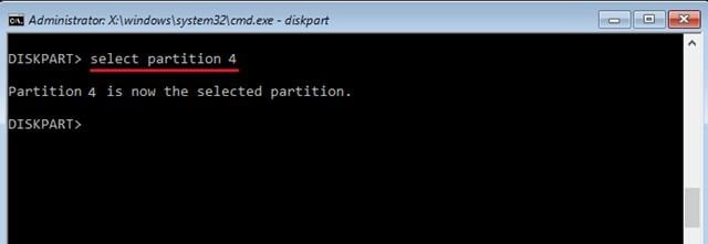 Используем команду select partition