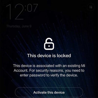 Сообщение в смартфоне Xiaomi This device is locked Xiaomi
